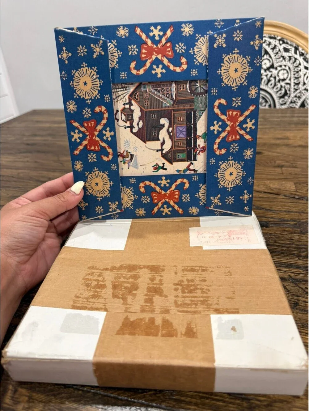 Vintage 1980s Bill W. Dodge Stages of Winter Christmas Greeting Cards with Blue